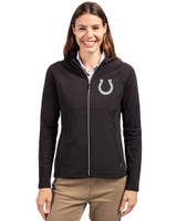 Indianapolis Colts Mono Cutter & Buck Adapt Eco Knit Hybrid Recycled Womens Full Zip Jacket Black Front