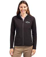 Baltimore Ravens Mono Cutter & Buck Adapt Eco Knit Hybrid Recycled Womens Full Zip Jacket Black Front