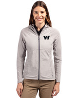 Washington Commanders Mono Cutter & Buck Adapt Eco Knit Hybrid Recycled Womens Full Zip Jacket POL_PRO_HG 