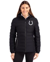 Indianapolis Colts Mono Cutter & Buck Mission Ridge Repreve® Eco Insulated Womens Puffer Jacket Black Front