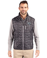 Jacksonville Jaguars Mono Cutter & Buck Rainier PrimaLoft® Mens Eco Insulated Full Zip Printed Puffer Vest Black Front
