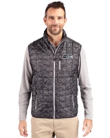 Seattle Seahawks Mono Cutter & Buck Rainier PrimaLoft® Mens Eco Insulated Full Zip Printed Puffer Vest Black Front