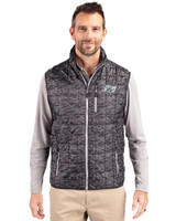 Tampa Bay Buccaneers Mono Cutter & Buck Rainier PrimaLoft® Mens Eco Insulated Full Zip Printed Puffer Vest Black Front