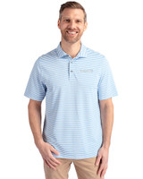 New Orleans Saints Mono Cutter & Buck Virtue Eco Pique Stripe Recycled Mens Big and Tall Polo Atlas Light Blue Front