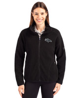 Denver Broncos Mono Cutter & Buck Cascade Eco Fleece Womens Full Zip Jacket Black Front