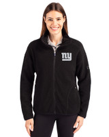 New York Giants Mono Cutter & Buck Cascade Eco Fleece Womens Full Zip Jacket Black Front