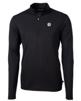Pittsburgh Steelers Mono Cutter & Buck Virtue Eco Pique Recycled Quarter Zip Mens Big & Tall Pullover BL_MANN_HG 1