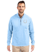 Indianapolis Colts Mono Cutter & Buck Adapt Eco Knit Heather Mens Quarter Zip Pullover Atlas Heather Front