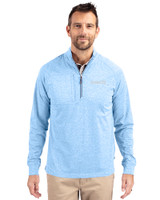 New Orleans Saints Mono Cutter & Buck Adapt Eco Knit Heather Mens Quarter Zip Pullover Atlas Heather Front
