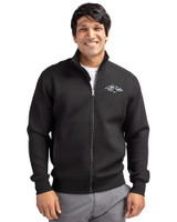 Baltimore Ravens Mono Cutter & Buck Roam Epic Versatility Recycled Full Zip Mens Jacket Black Front