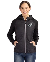 Arizona Cardinals Mono Cutter & Buck Rainier Primaloft Womens Eco Full Zip Hybrid Jacket Black Front