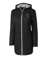 Mountain Brook High School - Cutter & Buck Rainier Recycled Insulated Puffer Womens Full Zip Hooded Long Coat Black Mannequin