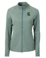 Mountain Brook High School - Cutter & Buck Adapt Recycled Soft Knit Stretch Womens Heathered Full Zip Jacket Hunter Heather Mannequin