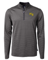 Mountain Brook High School Cutter & Buck Virtue Recycled Micro Stripe Featherlight Pique Mens Big & Tall Quarter Zip Pullover Black/Elemental Grey Mannequin