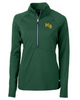 Mountain Brook High School Cutter & Buck Adapt Recycled Soft Knit Stretch Womens Half Zip Pullover Hunter Green Mannequin