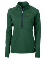 Mountain Brook High School - Cutter & Buck Adapt Recycled Soft Knit Stretch Womens Half Zip Pullover Hunter Green Mannequin
