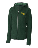 Mountain Brook High School Cutter & Buck Mainsail Sweater-Knit Womens Full Zip Hooded Jacket Hunter Heather Mannequin