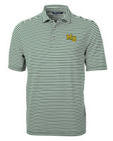 Mountain Brook High School Cutter & Buck Virtue Recycled Stripe Featherlight Pique Mens Polo Hunter Green Mannequin
