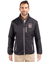 Oklahoma Sooners SEC Cutter & Buck Rainier PrimaLoft®  Mens Big and Tall Eco Insulated Puffer Jacket Black Front