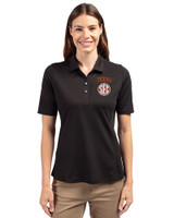 Texas Longhorns SEC Cutter & Buck Virtue Eco Pique Recycled Womens Polo Black Front