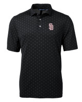 Marjory Stoneman Douglas High School Cutter & Buck Virtue Recycled Tile Print Featherlight Pique Mens  Polo Black Mannequin