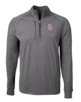 Marjory Stoneman Douglas High School Cutter & Buck Adapt Recycled Soft Knit Stretch Mens Heathered Quarter Zip Pullover  Black Heather Mannequin