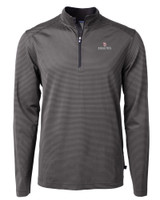 Marjory Stoneman Douglas High School -  Cutter & Buck Virtue Recycled Micro Stripe Featherlight Pique Mens Quarter Zip Pullover Black/Elemental Grey Mannequin
