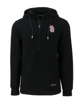 Marjory Stoneman Douglas High School Cutter & Buck Roam Recycled Buttery-Soft Knit Mens Half Zip Hooded Pullover Black Mannequin