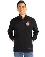 Texas Longhorns SEC Cutter & Buck Roam Epic Versatility Recycled Quarter Zip Mens Pullover Black Front