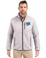 Pitt Panthers College Vault Cutter & Buck Rainier PrimaLoft® Mens Eco Insulated Full Zip Puffer Jacket Polished Medium Gray Front