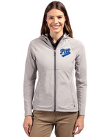 Pitt Panthers College Vault Cutter & Buck Adapt Eco Knit Hybrid Recycled Womens Full Zip Jacket Polished Medium Gray Front