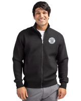 Milwaukee Brewers Monochromatic Cutter & Buck Roam Recycled Buttery-Soft Knit Mens Big & Tall Full Zip Jacket Black Front