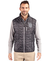 San Diego Padres Mono Cutter & Buck Rainier PrimaLoft® Mens Eco Insulated Full Zip Printed Puffer Vest Black Front