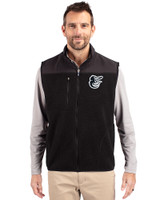 Baltimore Orioles Mono Cutter & Buck Cascade Eco Sherpa Mens Big and Tall Fleece Vest Black Front