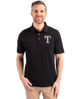 Texas Rangers Mono Cutter & Buck Advantage Eco Tri-Blend Pique Mens Big and Tall Polo Black Front