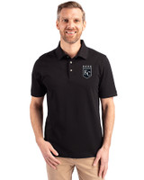 Kansas City Royals Mono Cutter & Buck Advantage Eco Tri-Blend Pique Mens Big and Tall Polo Black Front