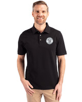 Milwaukee Brewers Mono Cutter & Buck Advantage Eco Tri-Blend Pique Mens Big and Tall Polo Black Front