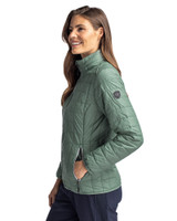 South Florida Bulls Swinging Rocky Cutter & Buck Rainier PrimaLoft®  Womens Eco Insulated Full Zip Puffer Jacket Hunter Melange Side