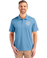 Chicago Cubs Mono Cutter & Buck Prospect Eco Textured Stretch Recycled Mens Big & Tall Polo Atlas Light Blue Front