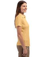 South Florida Bulls Swinging Rocky Cutter & Buck Prospect Eco Textured Stretch Recycled Womens Short Sleeve Polo Desert Side