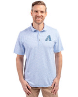 Arizona Diamondbacks Mono Cutter & Buck Virtue Eco Pique Botanical Print Recycled Mens Polo Atlas Light Blue Front