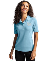 San Diego Padres Mono Cutter & Buck Virtue Eco Pique Recycled Womens Polo Atlas Light Blue Front