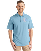 Chicago Cubs Mono Cutter & Buck Virtue Eco Pique Recycled Mens Polo Atlas Light Blue Front