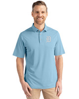Detroit Tigers Mono Cutter & Buck Virtue Eco Pique Recycled Mens Polo Atlas Light Blue Front