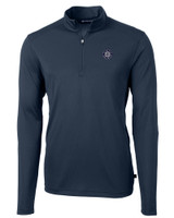 Seattle Mariners Mono Cutter & Buck Virtue Eco Pique Recycled Quarter Zip Mens Pullover NVBU_MANN_HG 1