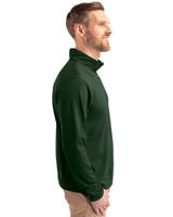 South Florida Bulls Swinging Rocky Cutter & Buck Virtue Recycled Featherlight Pique Mens Quarter Zip Pullover Hunter Green Side