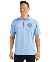 Seattle Mariners Mono Cutter & Buck Virtue Eco Pique Tile Print Recycled Mens Polo Atlas Light Blue Front