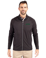 New York Jets Cutter & Buck Adapt Eco Knit Hybrid Recycled Mens Full Zip Jacket Black Front