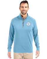 Milwaukee Brewers Mono Cutter & Buck Adapt Eco Knit Stretch Recycled Mens Quarter Zip Pullover Atlas Light Blue Front