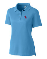 Ole Miss Rebels Cutter & Buck Advantage Eco Tri-Blend Pique Womens Polo Atlas Light Blue Mannequin